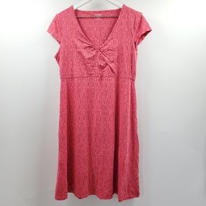 Toad&Co Amelia Dress Pink Boho Printed Shirt Dress V-Neck Sporty